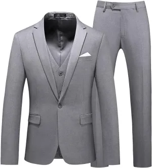 UNINUKOO Mens Suits 3 Piece Classic Fit Wedding Guest Outfit Suit Jacket Pants with Vest