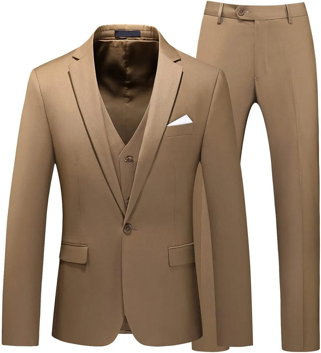 UNINUKOO Mens Suits 3 Piece Classic Fit Wedding Guest Outfit Suit Jacket Pants with Vest