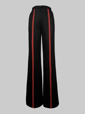 UOOZEE Women's Striped High Waist Wide Leg Pants with Pockets Loose Casual Trousers Business Work Pants