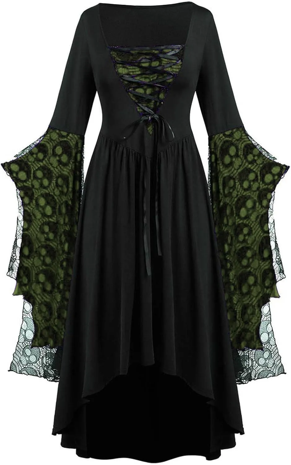 Vacation Halloween Dresses for Women Sleeve V Neck Lace Skull Midi Vintage Goth Thermal Fuzzy Dresses Women