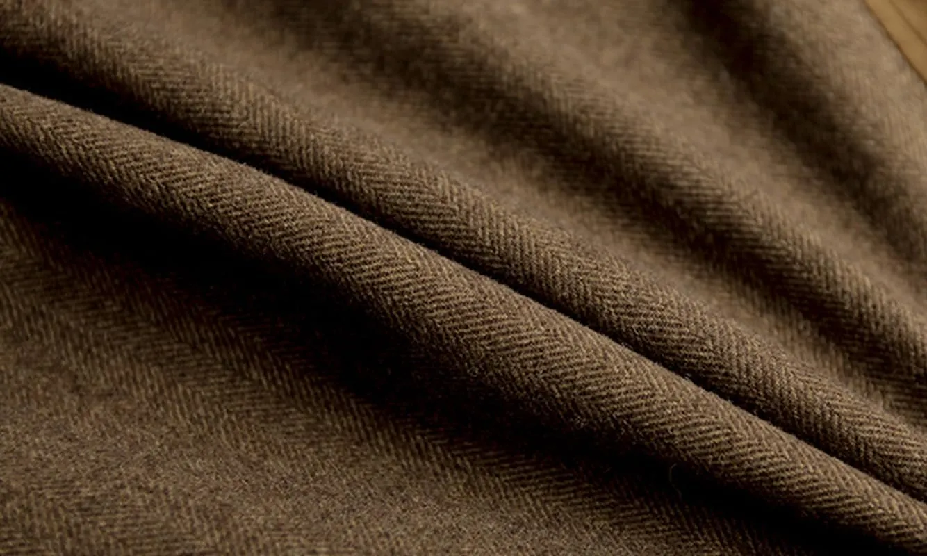 VENNYNG Brown Men's Tweed Blazer Suit Jacket with Elbow Patches Single Breasted Male Short Vintage Trench Coat