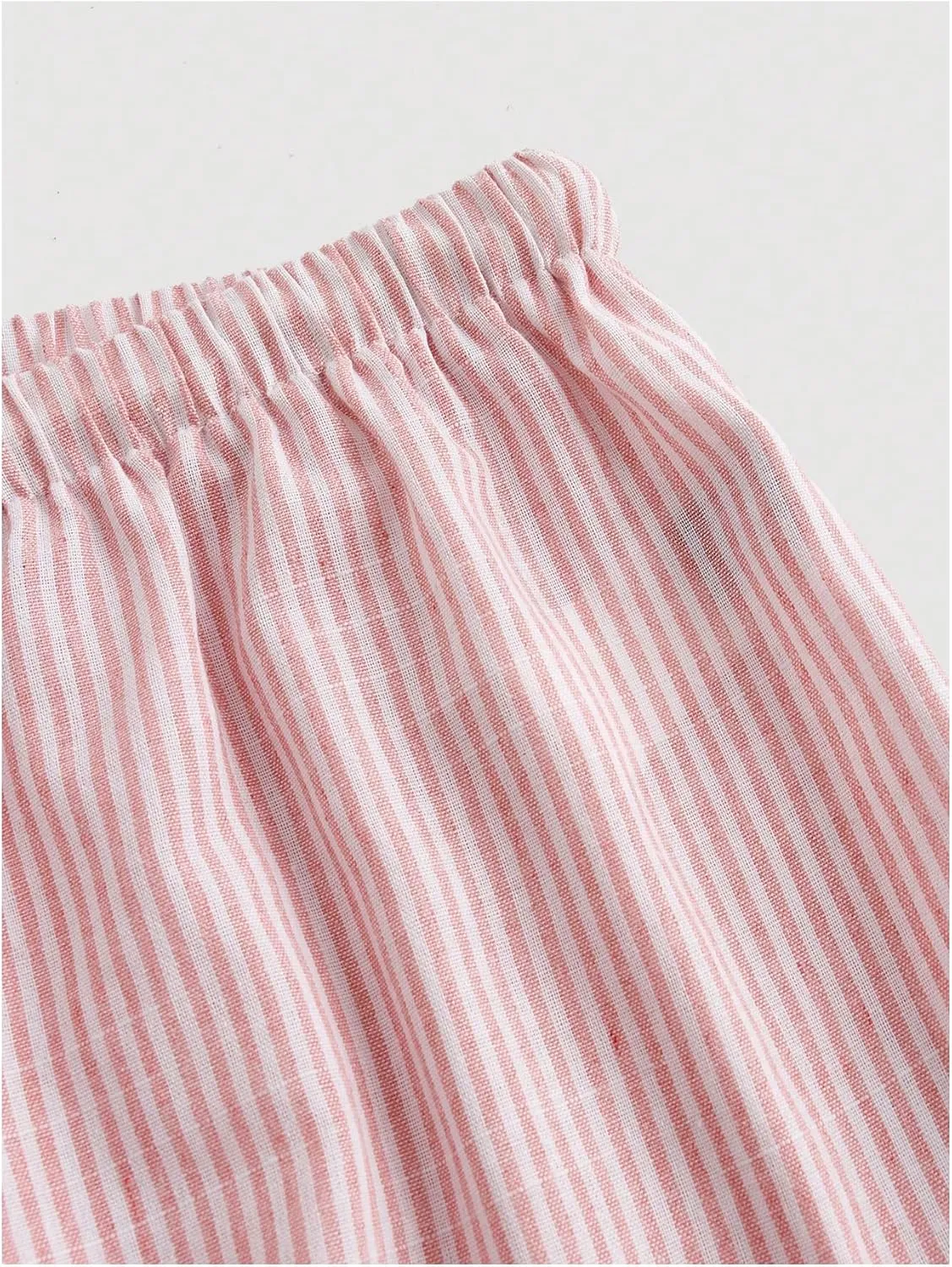 WDIRARA Women's Drawstring Striped Pants Loose Trousers High Waist Straight Pants