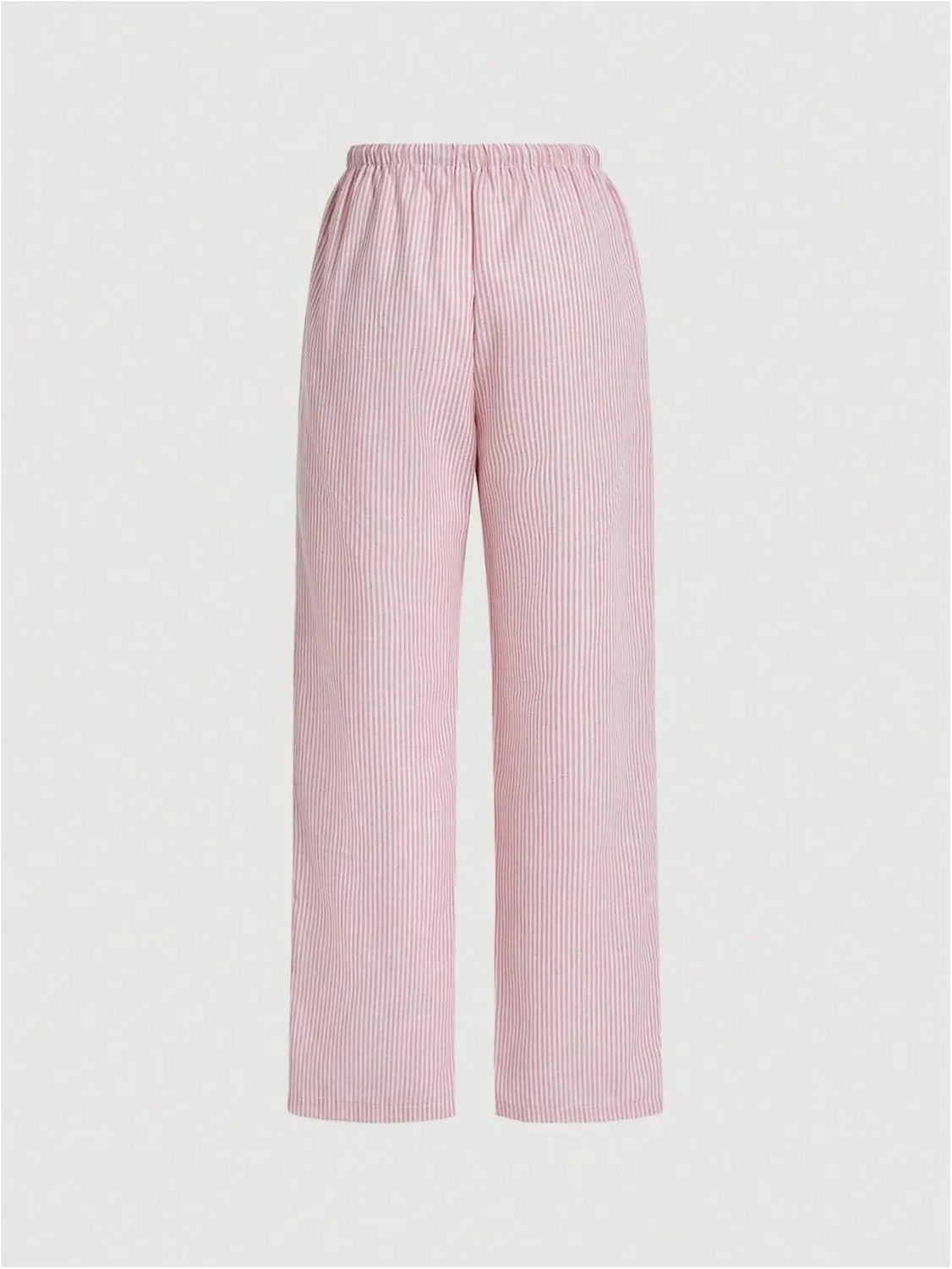 WDIRARA Women's Drawstring Striped Pants Loose Trousers High Waist Straight Pants