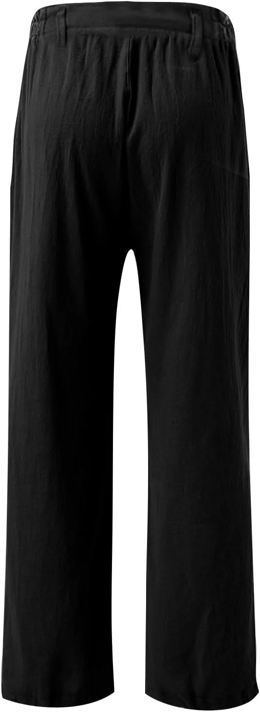 Wide Leg Dress Pants for Women Business Casual High Waisted Linen Palazzo Pants Casual Summer Work Trousers w/Pockets