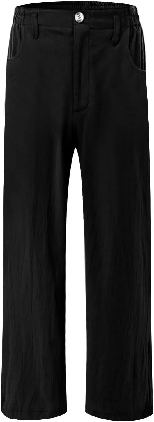 Wide Leg Dress Pants for Women Business Casual High Waisted Linen Palazzo Pants Casual Summer Work Trousers w/Pockets
