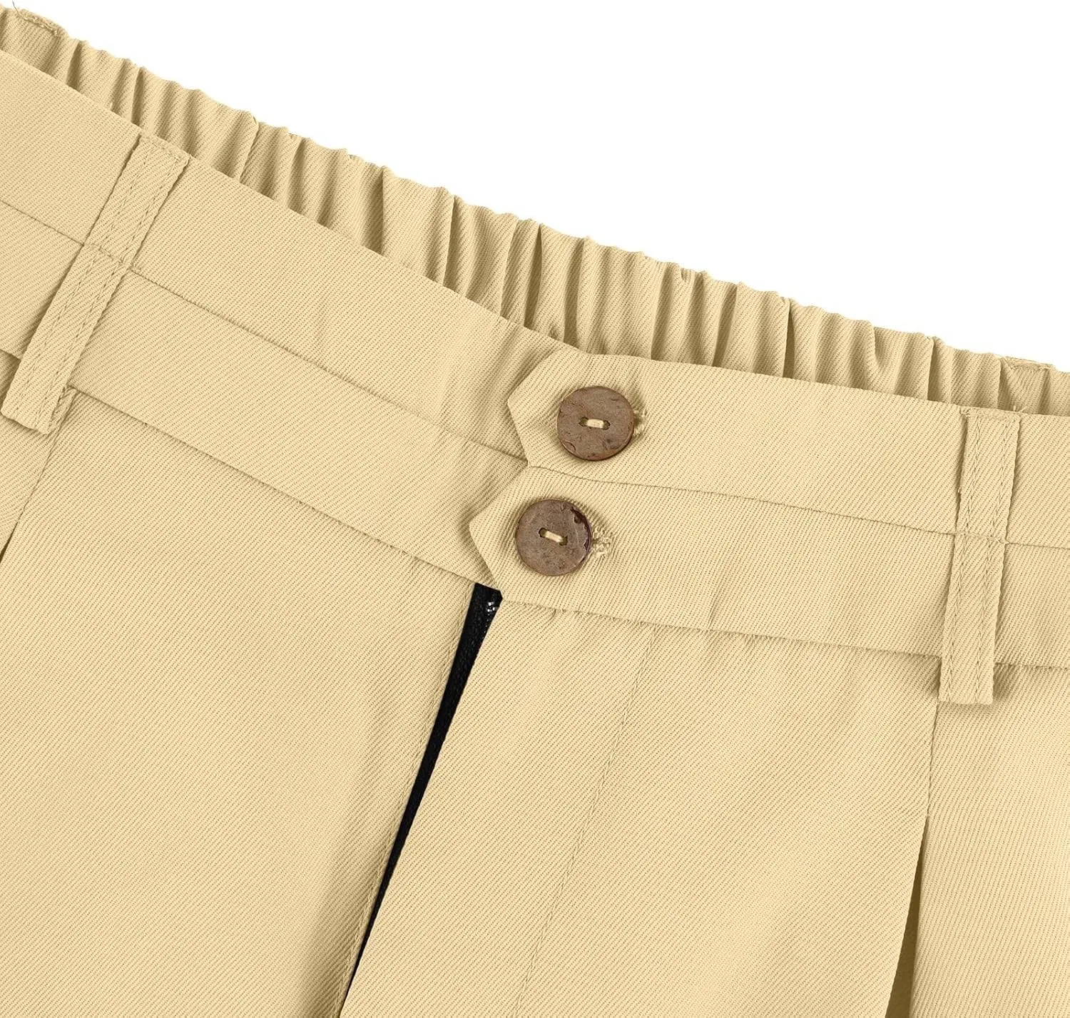 Wide Leg Dress Pants for Women Business Casual Pleated High Elastic Waist Button Palazzo Pants with Pockets