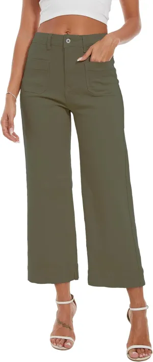 Wide Leg Jeans for Women Trendy High Waisted Flare Jeans Cropped Pants Stretchy Baggy