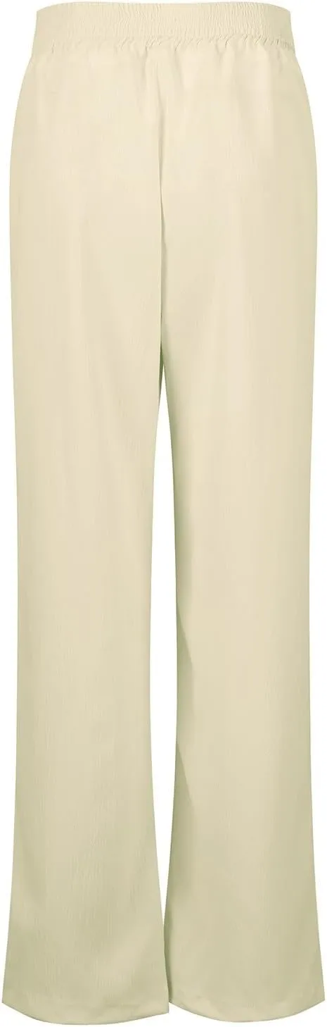 Wide Leg Palazzo Pants for Women Casual Beach Flowy Linen Pants Crossover High Waisted Long Lounge Pants with Pockets