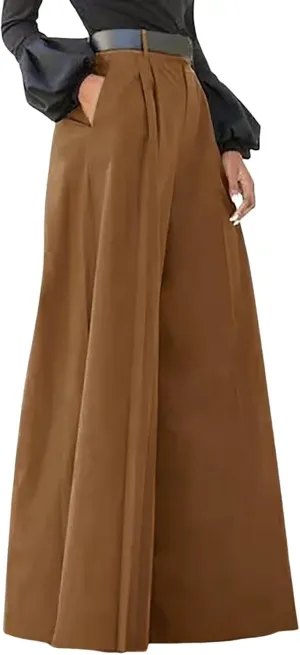 Wide Leg Palazzo Pants for Women - High Waist Stretchy Casual Flared Pants Trendy Loose Lounge Trousers with Pockets