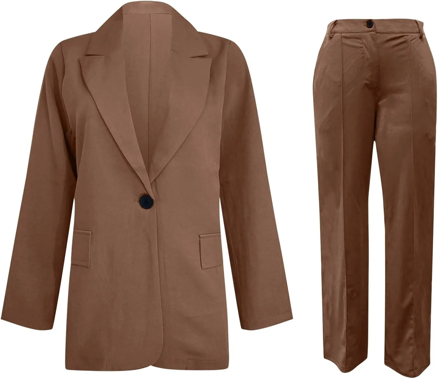 Women 2 Piece Plus Size Casual Blazers Open Front Long Sleeve Button Jackets and Pants Office Business Work Suit Set