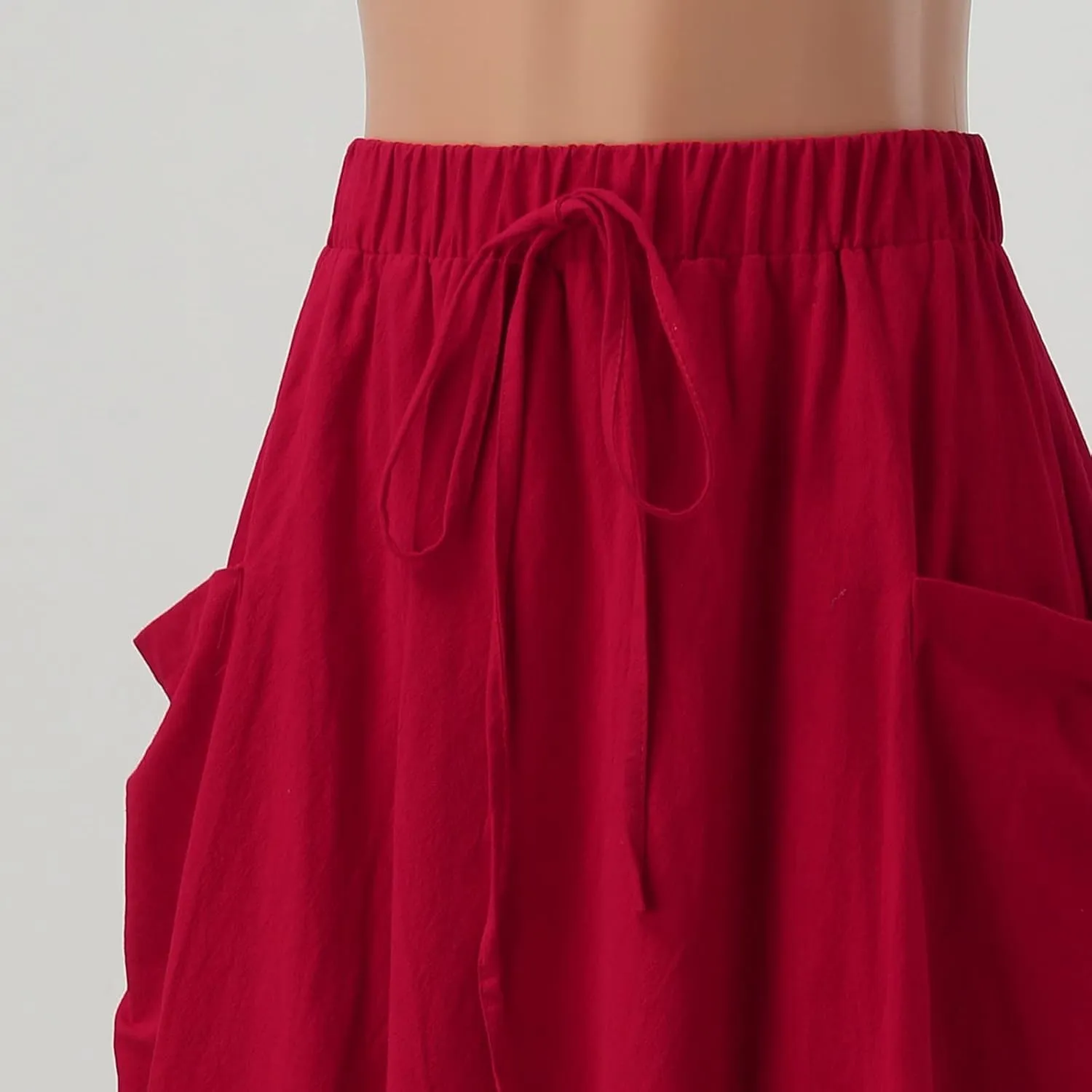 Women 2023 Spring Summer Long Skirts Womens Casual High Waist Pleated A Line Elastic Waistband Midi Skirt with