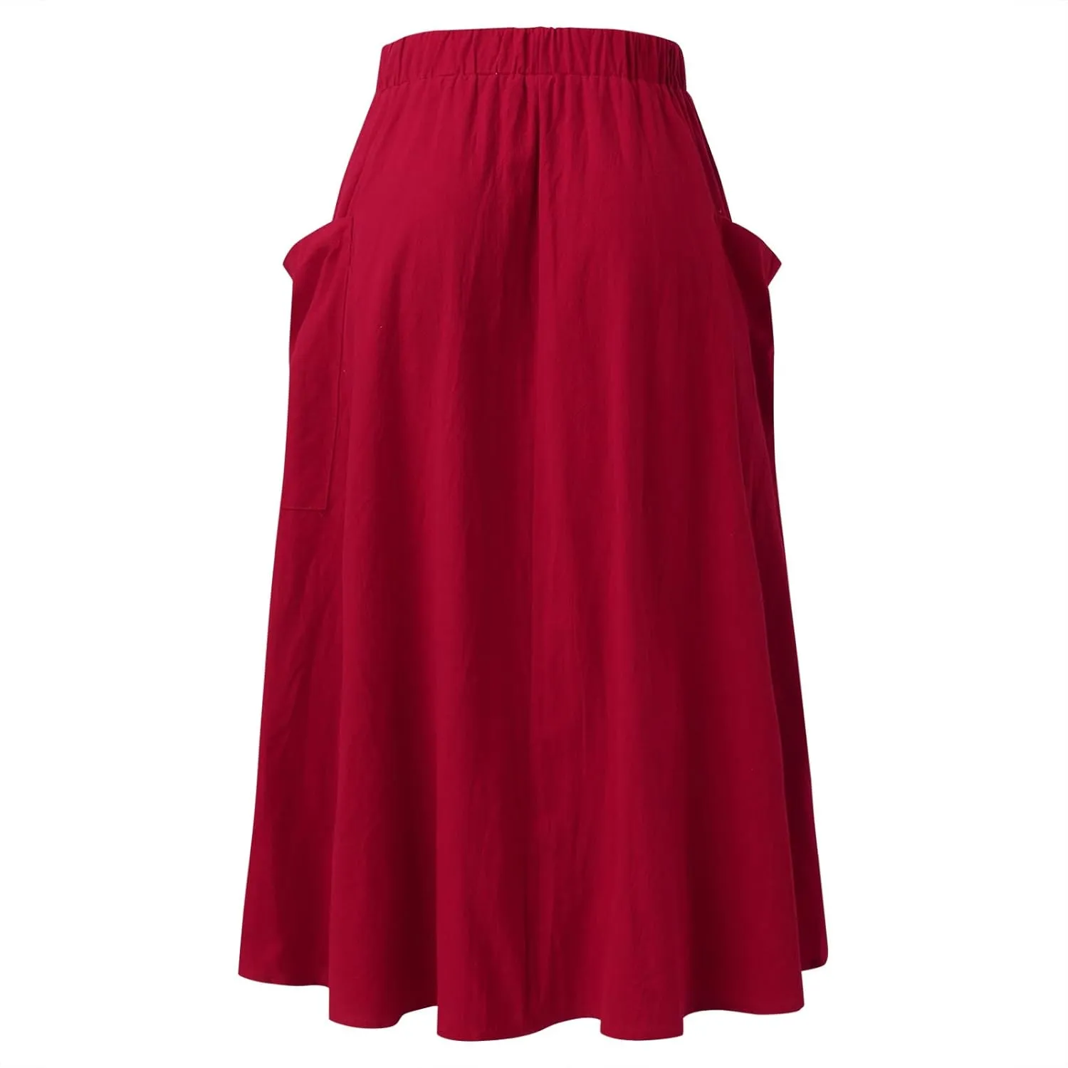Women 2023 Spring Summer Long Skirts Womens Casual High Waist Pleated A Line Elastic Waistband Midi Skirt with