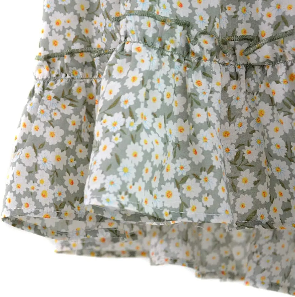 Women Boho Print Mini Skirt Summer Layered Frill Flowy A-Line Skirts Drawstring High Waisted Casual Cute Beach Skirt