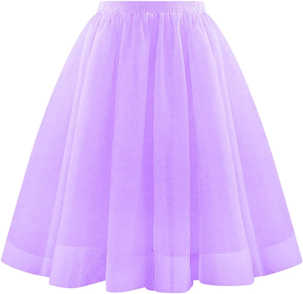 Women Elastic Ruffle Underskirts for Cosplay Tutu Skirt A-Line Tulle Party Midi Skirt Elegant Lightweight Petticoat