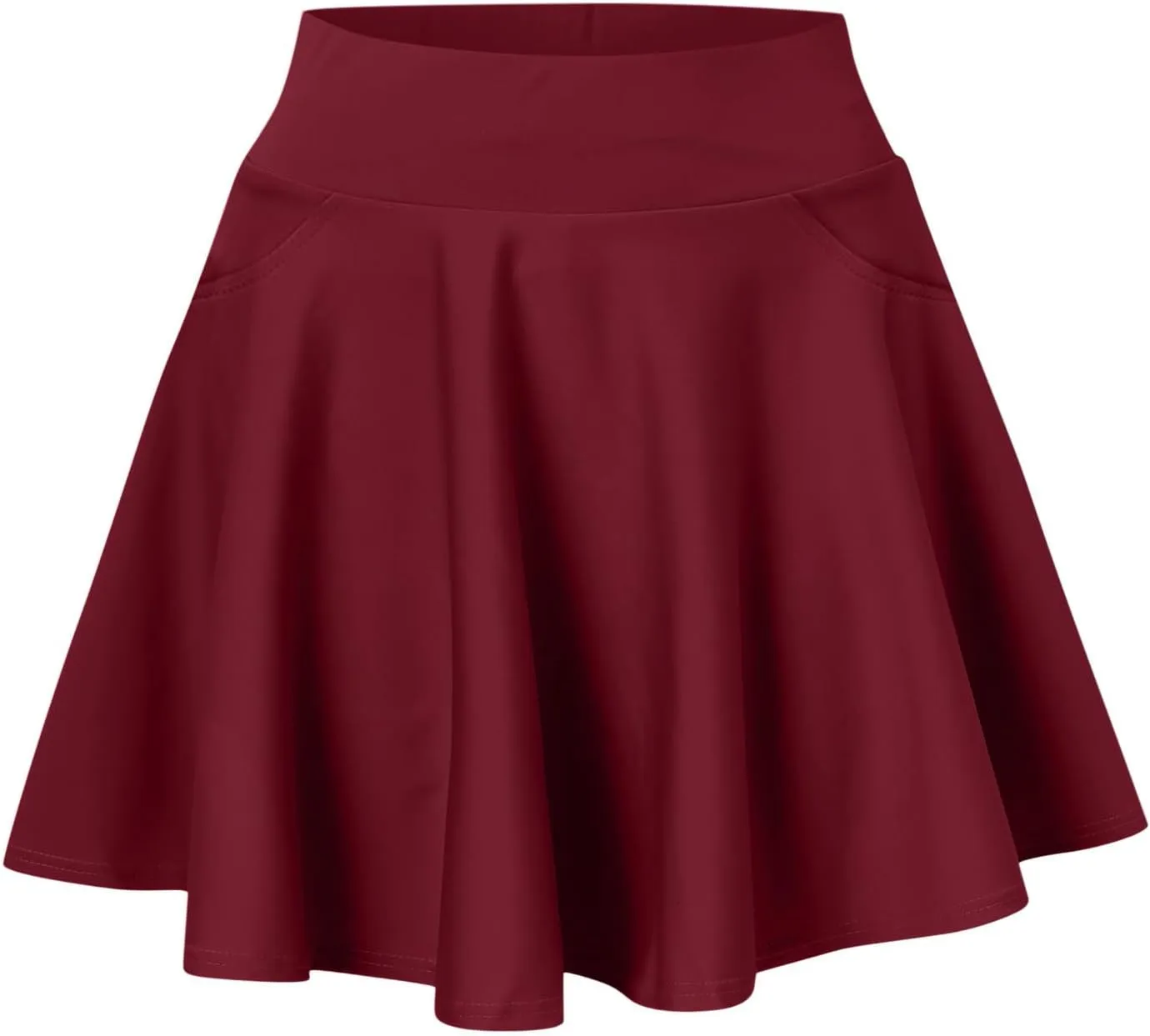 Women Fashion Casual Short Style Solid Half Skirt Glare Sun Skirt Pleated Pocket Skirt Mini Skirt Large