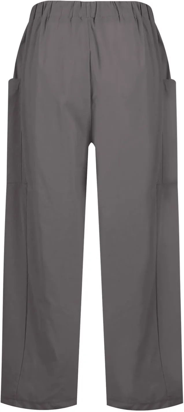 Women Linen Palazzo Pants Summer Boho Wide Leg High Waist Drawstring Casual High Waist Lounge Pant Trousers Pockets