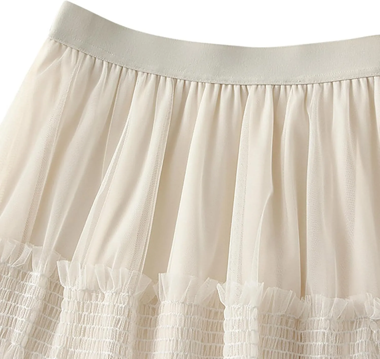 Women Mid Length Skirt Dance Party A Line High Waisted Ruffles Tulle Skirt Holiday Party Costume Half Skirt Women