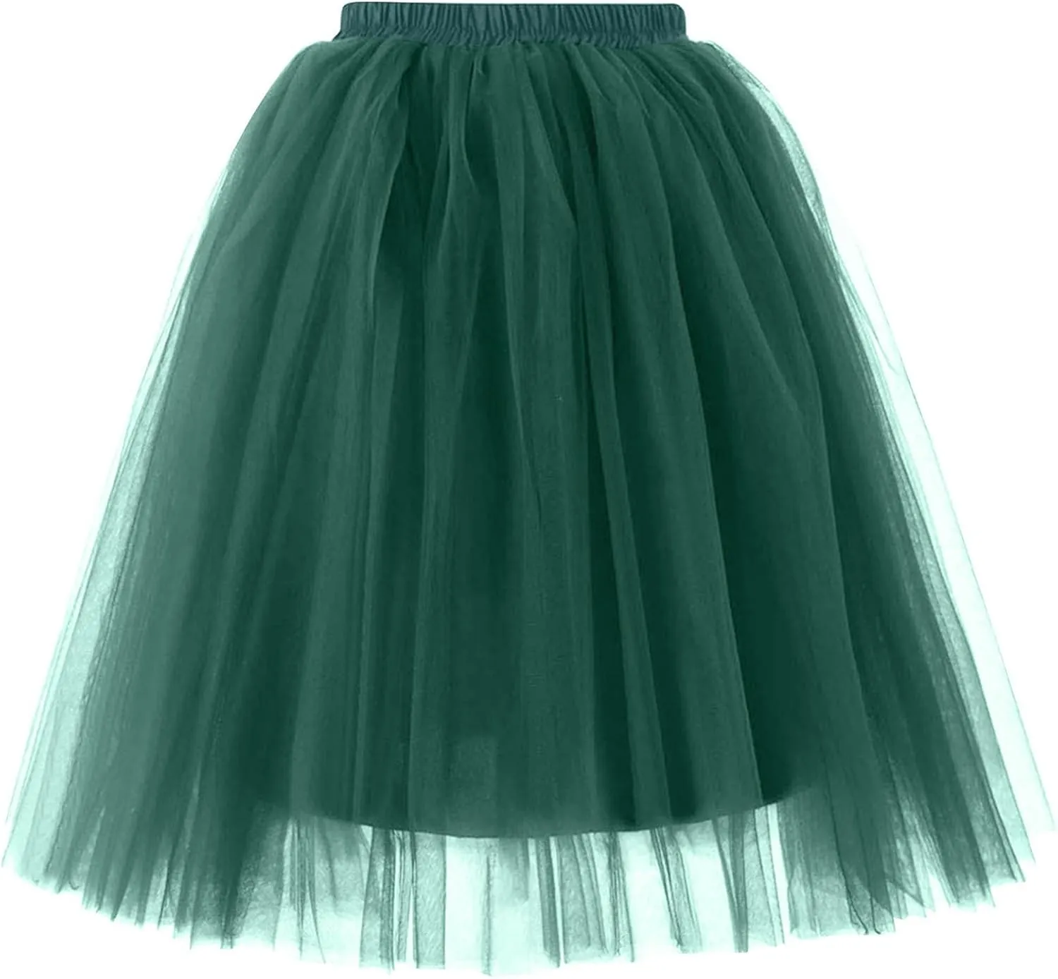 Women's A-Line Lightweight Petticoat Party Elastic Ruffle Tulle Tutu Skirt Elegant Underskirts for Cosplay Midi Skirt