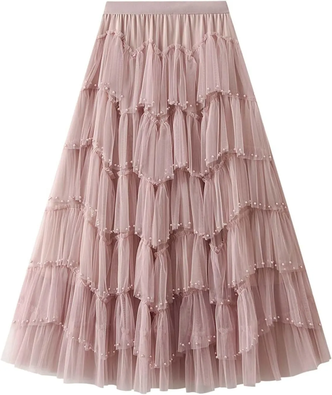 Women's A Line Tulle Party Dinner Tutu Skirt Brown Stretchy High Waisted Flared Skirt Girls Dark Skirt