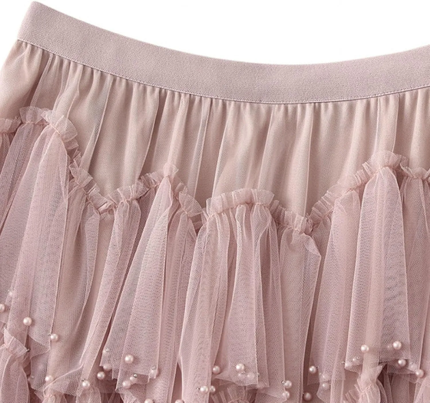 Women's A Line Tulle Party Dinner Tutu Skirt Brown Stretchy High Waisted Flared Skirt Girls Dark Skirt