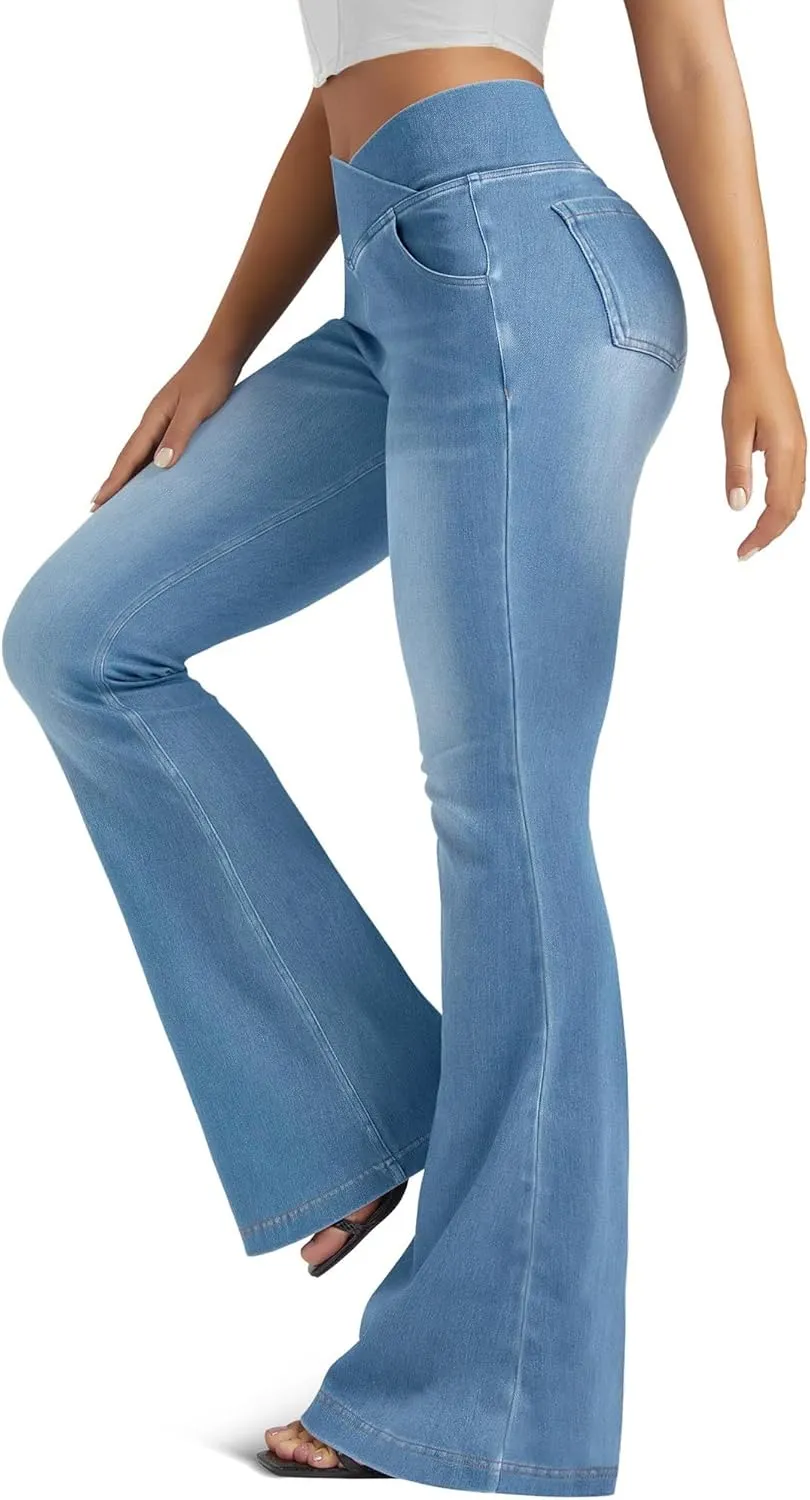 Women's Bell Bottom Jeans Low Waist Classic Stretch Flared Jeans Denim Bell Bottom Pants