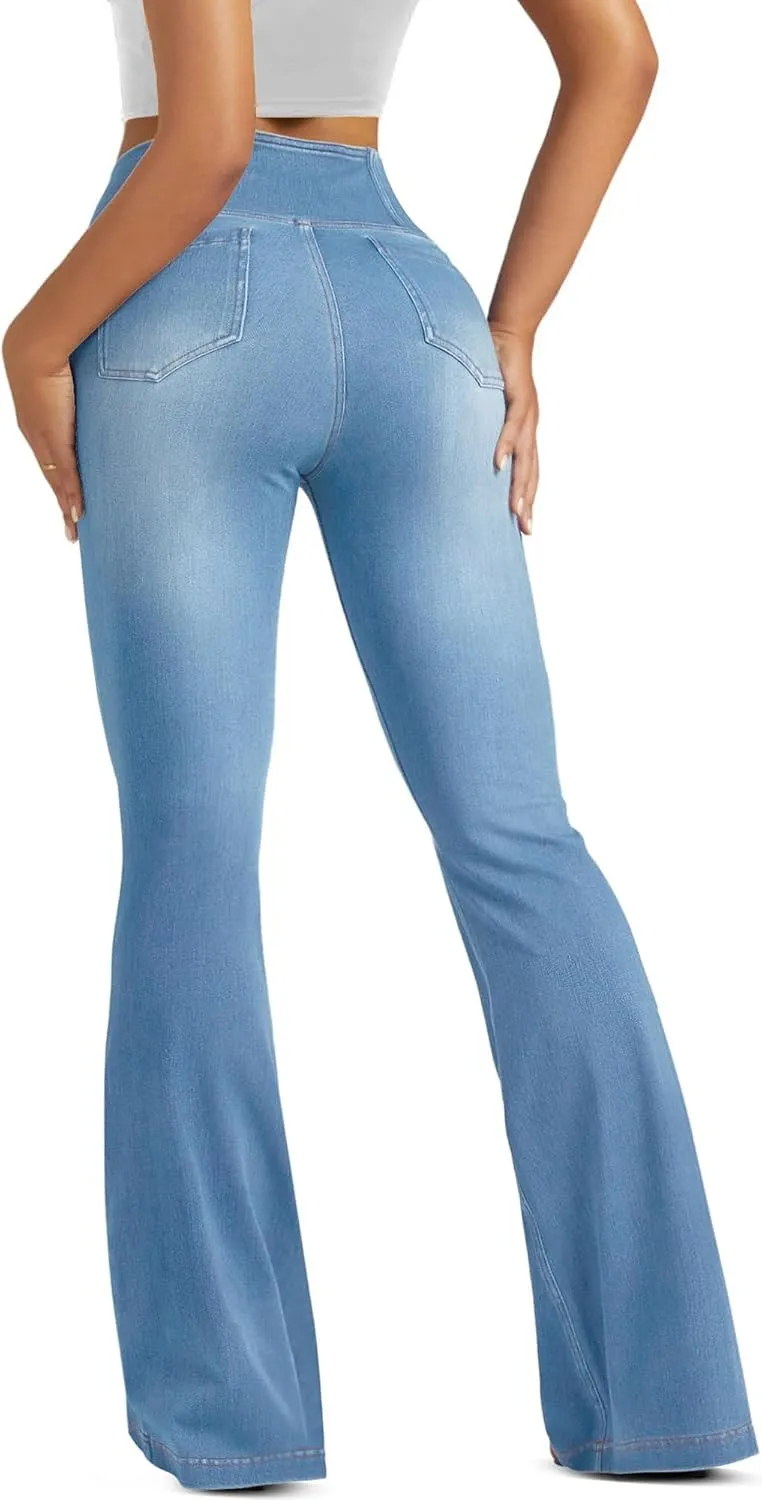 Women's Bell Bottom Jeans Low Waist Classic Stretch Flared Jeans Denim Bell Bottom Pants
