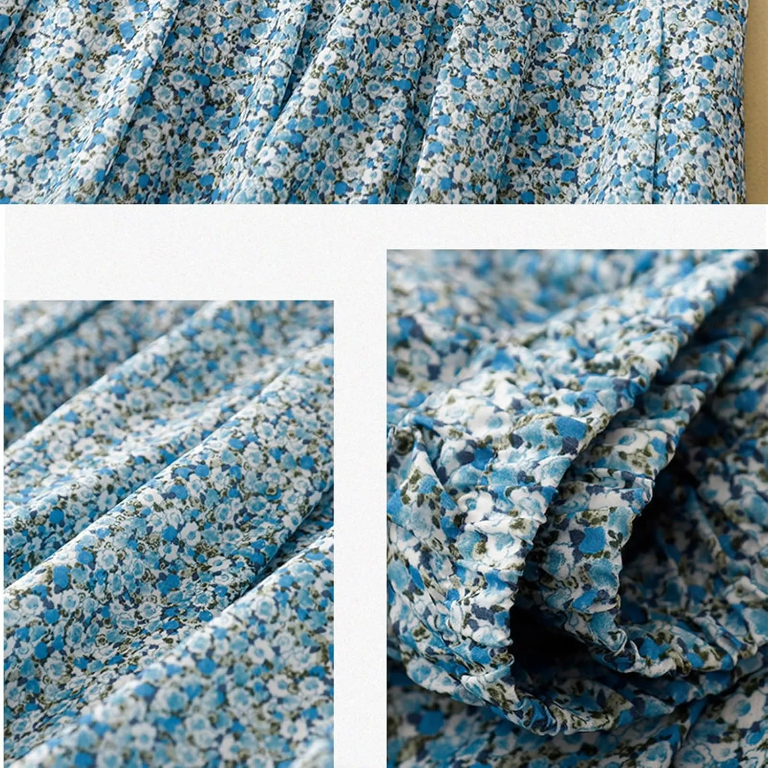 Womens Boho Skirt Elastic High Waist Pleated A-Line Skirts Summer Floral Print Casual Flowy Midi Skirt for Vacation