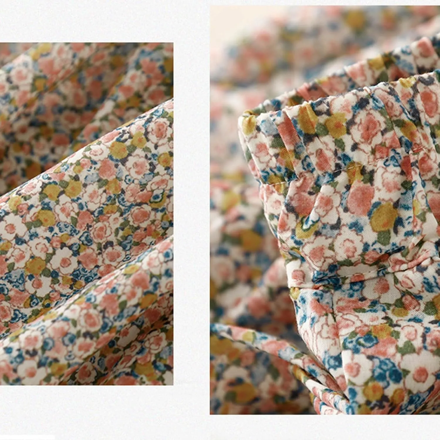 Womens Boho Skirt Elastic High Waist Pleated A-Line Skirts Summer Floral Print Casual Flowy Midi Skirt for Vacation