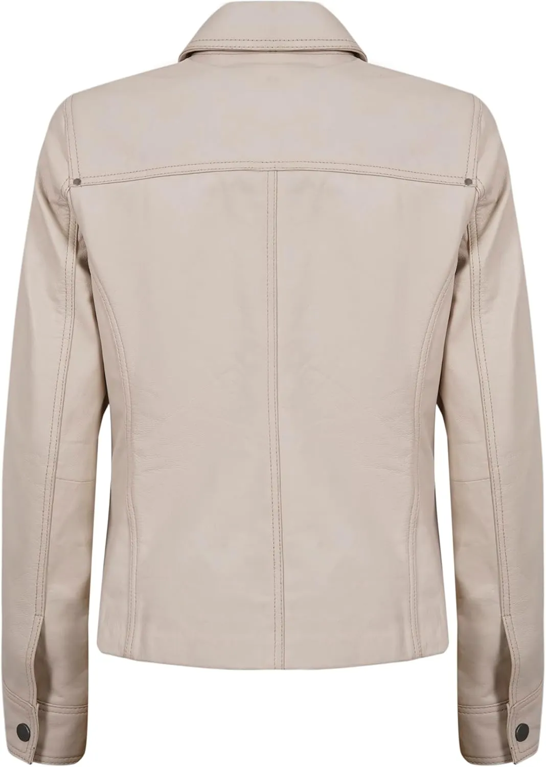 Womens Button Front Lambskin Leather Blazer Women - Casual Coat Long Sleeves Suit Style Leather Jacket for Women