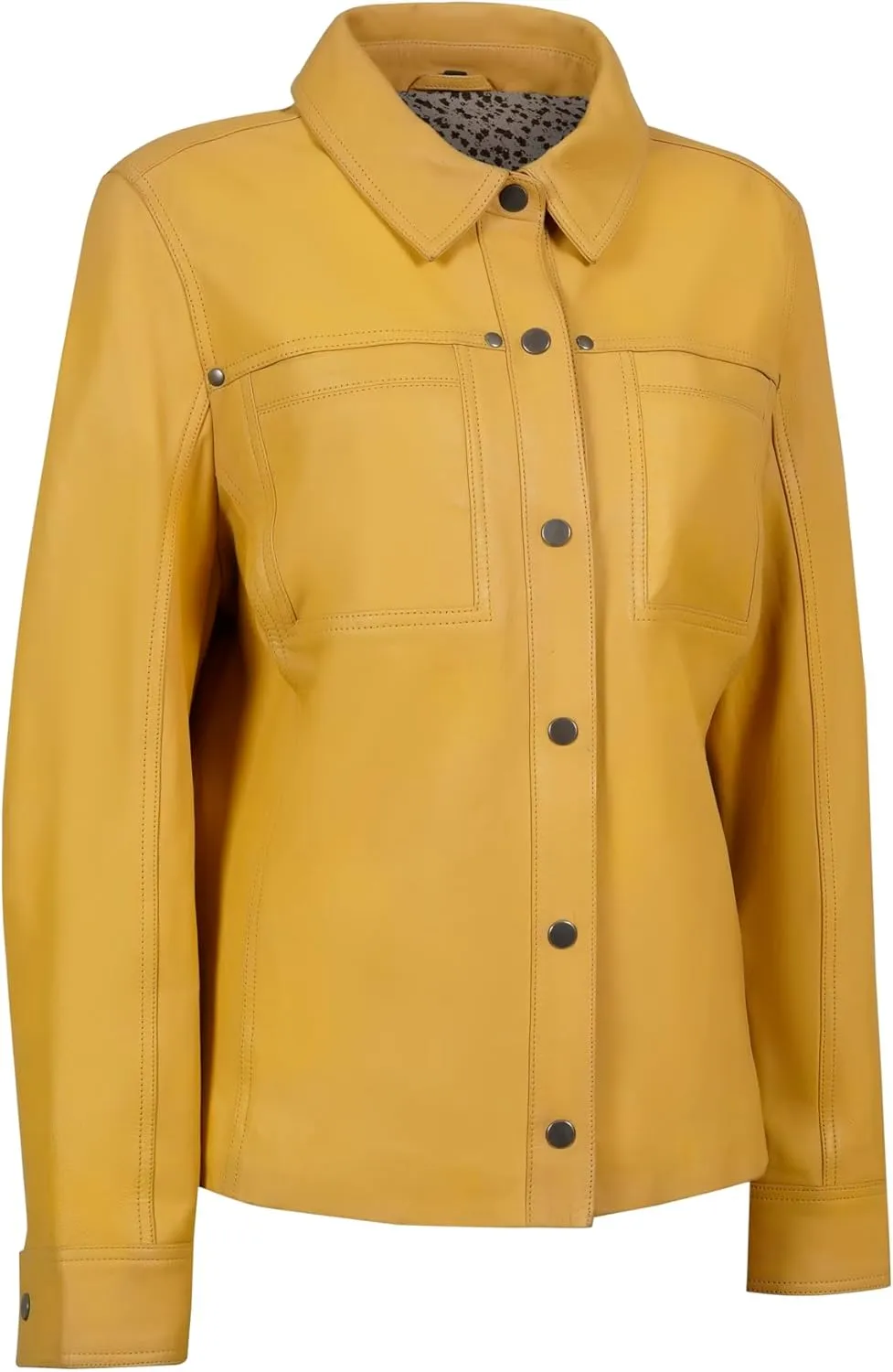 Womens Button Front Lambskin Leather Blazer Women - Casual Coat Long Sleeves Suit Style Leather Jacket for Women