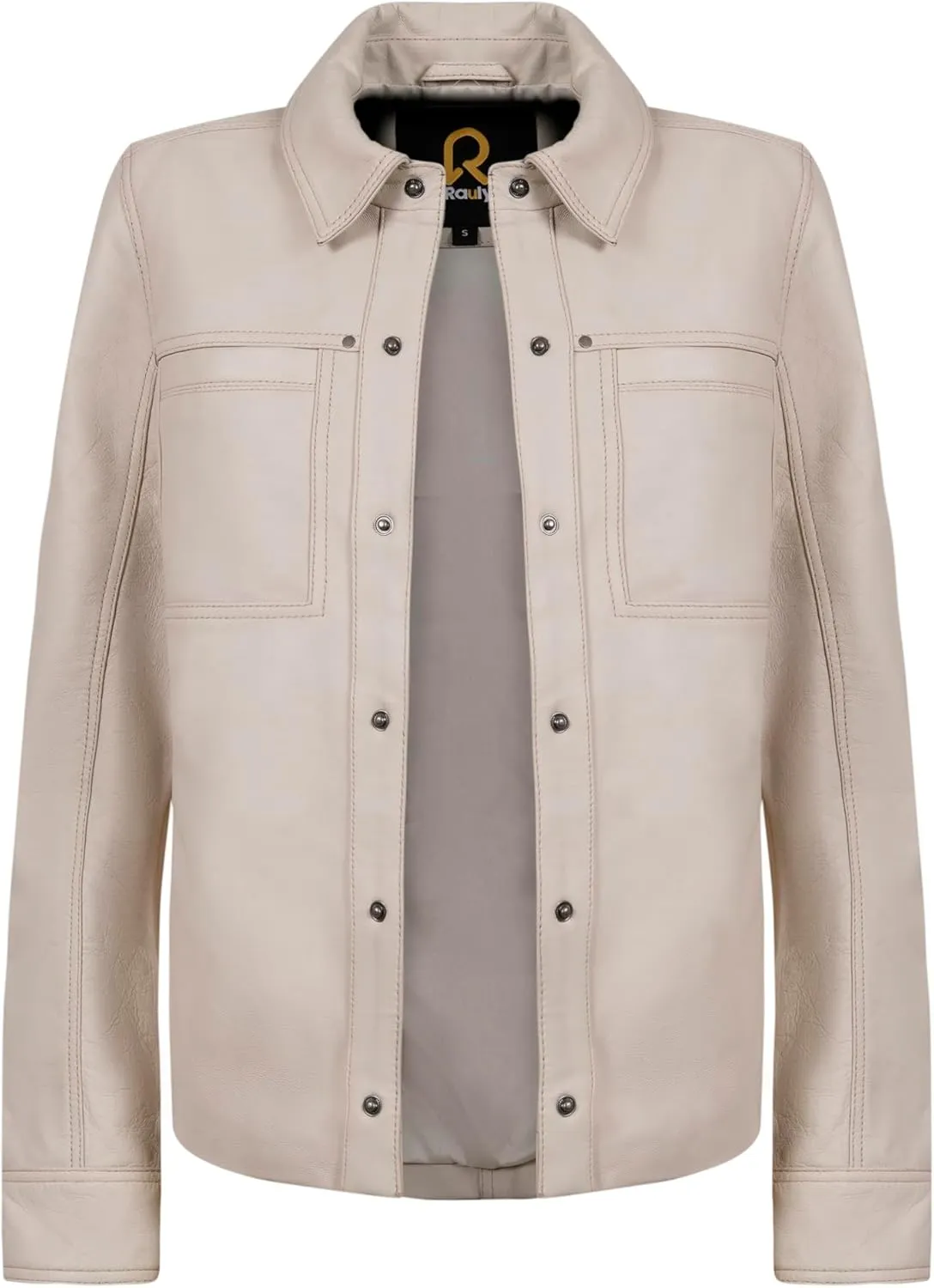 Womens Button Front Lambskin Leather Blazer Women - Casual Coat Long Sleeves Suit Style Leather Jacket for Women