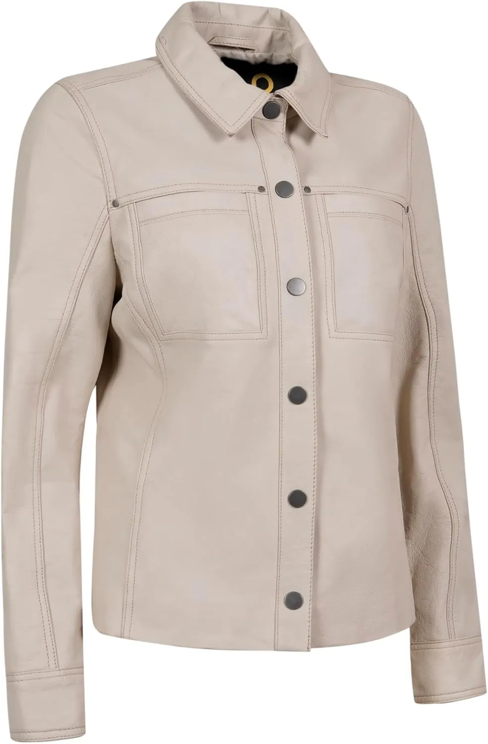 Womens Button Front Lambskin Leather Blazer Women - Casual Coat Long Sleeves Suit Style Leather Jacket for Women