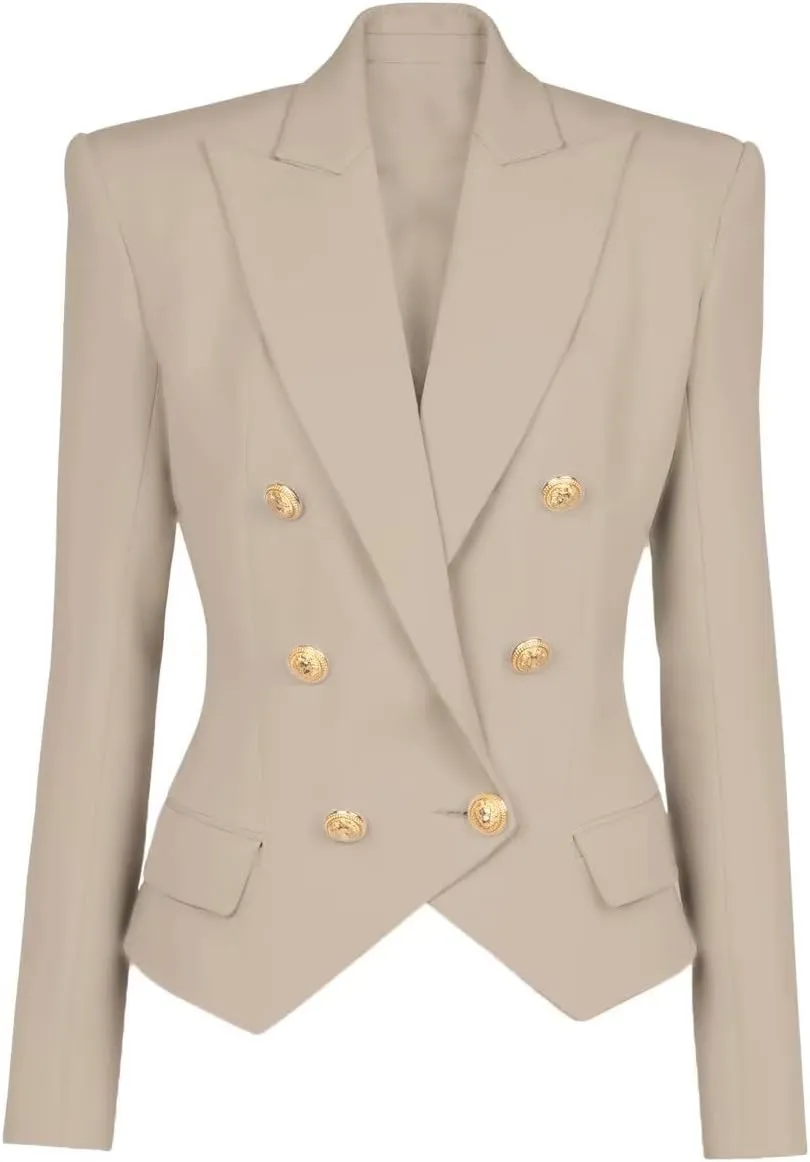 Women's Casual Blazer Business Women Open Front Double Breasted Suit Jacket Office Lady Work Blazers Suit