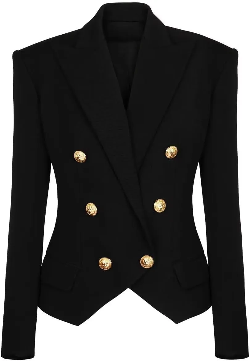 Women's Casual Blazer Business Women Open Front Double Breasted Suit Jacket Office Lady Work Blazers Suit