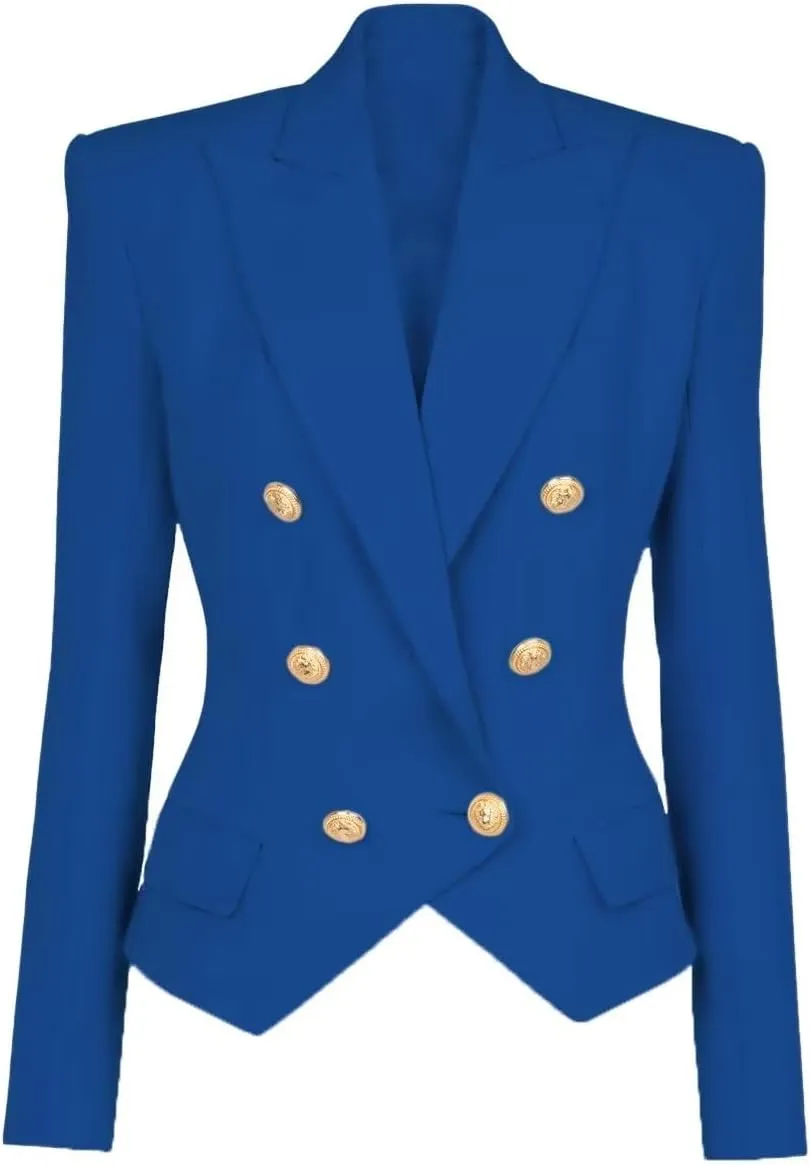 Women's Casual Blazer Business Women Open Front Double Breasted Suit Jacket Office Lady Work Blazers Suit