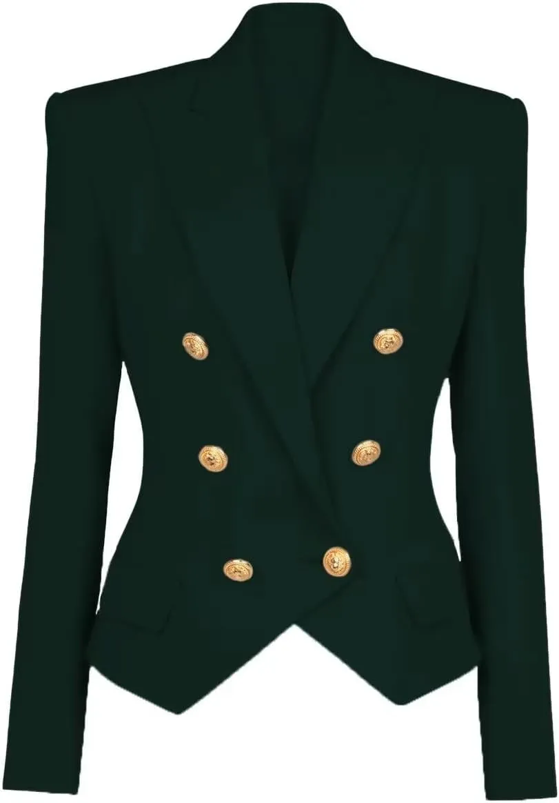 Women's Casual Blazer Business Women Open Front Double Breasted Suit Jacket Office Lady Work Blazers Suit