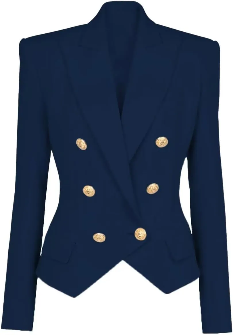 Women's Casual Blazer Business Women Open Front Double Breasted Suit Jacket Office Lady Work Blazers Suit