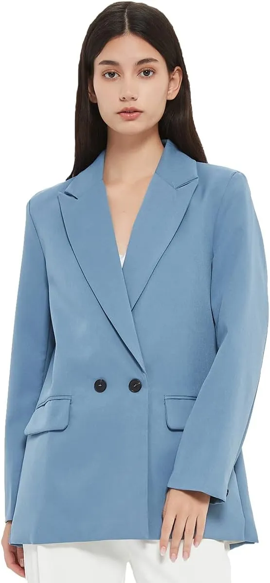 Women's Casual Long Sleeve Lapel Oversized Button Work Office Blazer Suit Jacket