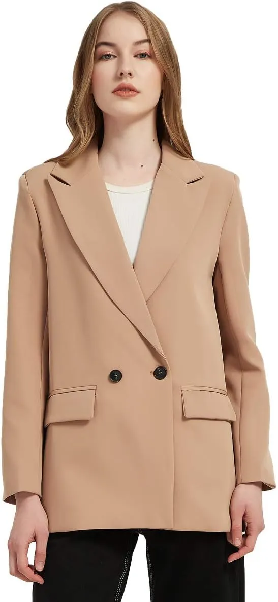 Women's Casual Long Sleeve Lapel Oversized Button Work Office Blazer Suit Jacket