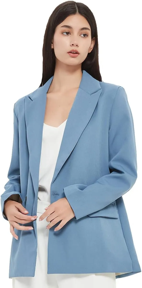 Women's Casual Long Sleeve Lapel Oversized Button Work Office Blazer Suit Jacket