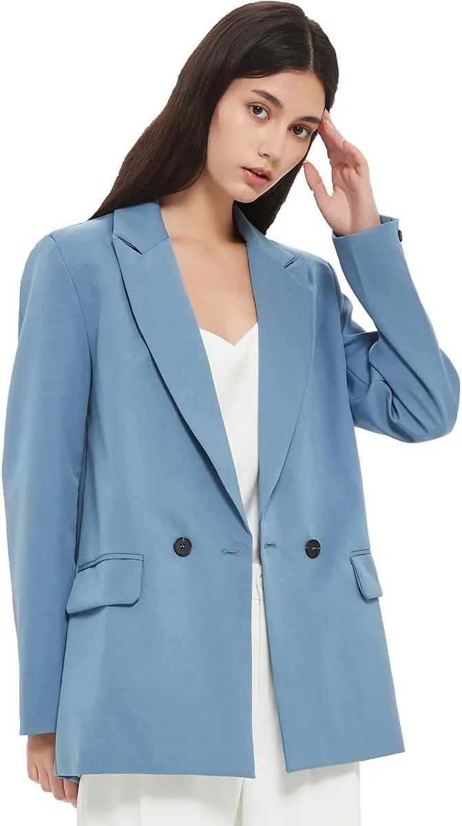 Women's Casual Long Sleeve Lapel Oversized Button Work Office Blazer Suit Jacket