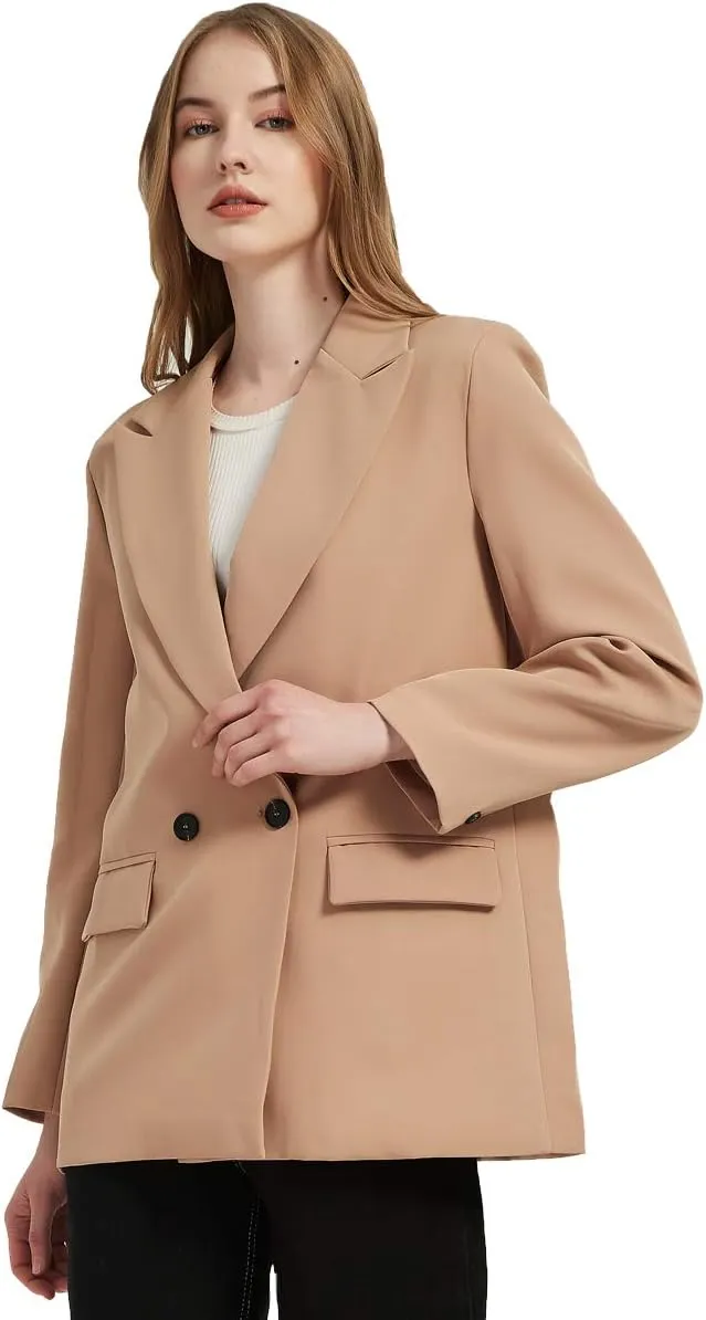 Women's Casual Long Sleeve Lapel Oversized Button Work Office Blazer Suit Jacket