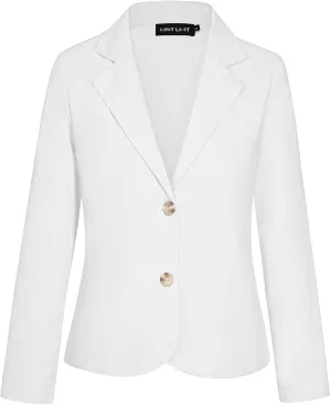 Women's Cotton Linen Blazer Long Sleeve Lapel Button Blazers Lightweight Summer Casual Work Office Jacket Suit