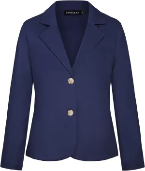 Women's Cotton Linen Blazer Long Sleeve Lapel Button Blazers Lightweight Summer Casual Work Office Jacket Suit