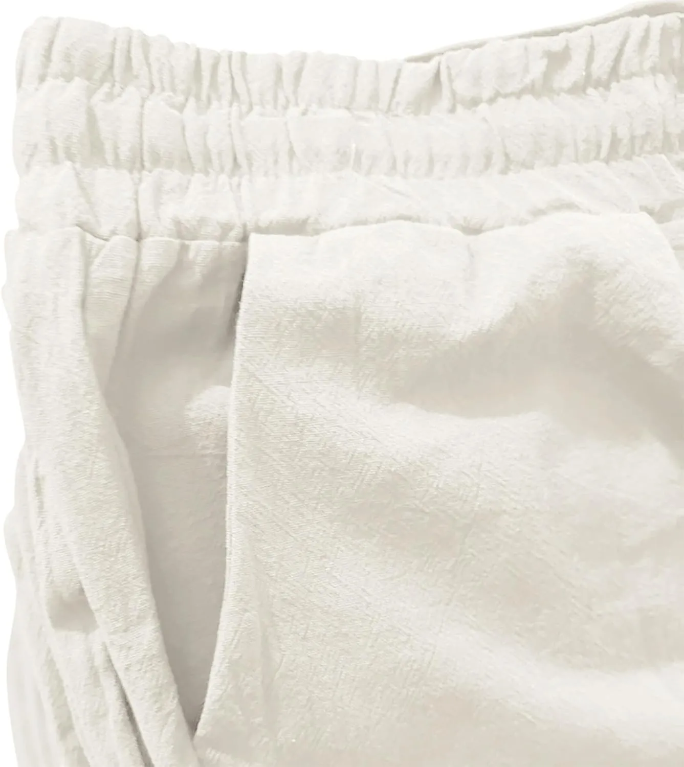 Women's Cotton Linen Pants Summer Beach Wide Leg Casual Slim Fit Drawstring Elastic Waist Palazzo Pants with Pockets