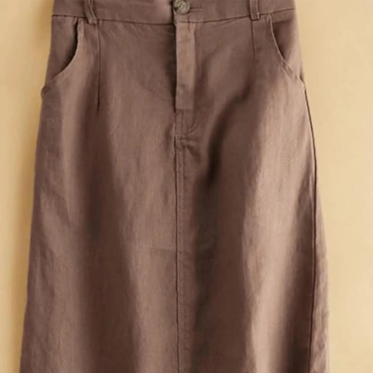 Womens Cotton Linen Skirts A Line Trendy 2025 Summer Casual Skirt Elastic High Waisted Midi Skirts with Pockets