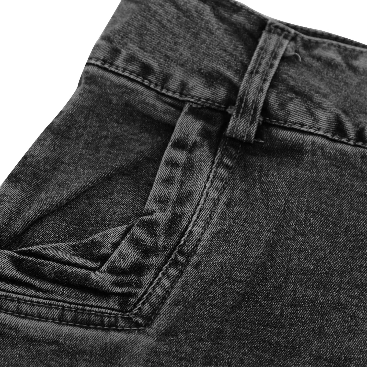 Women's Distressed Denim Pencil Skirt Fashion Frayed High-Low Hem Knee Length Skirts Summer Slim Fit Jean Skirt