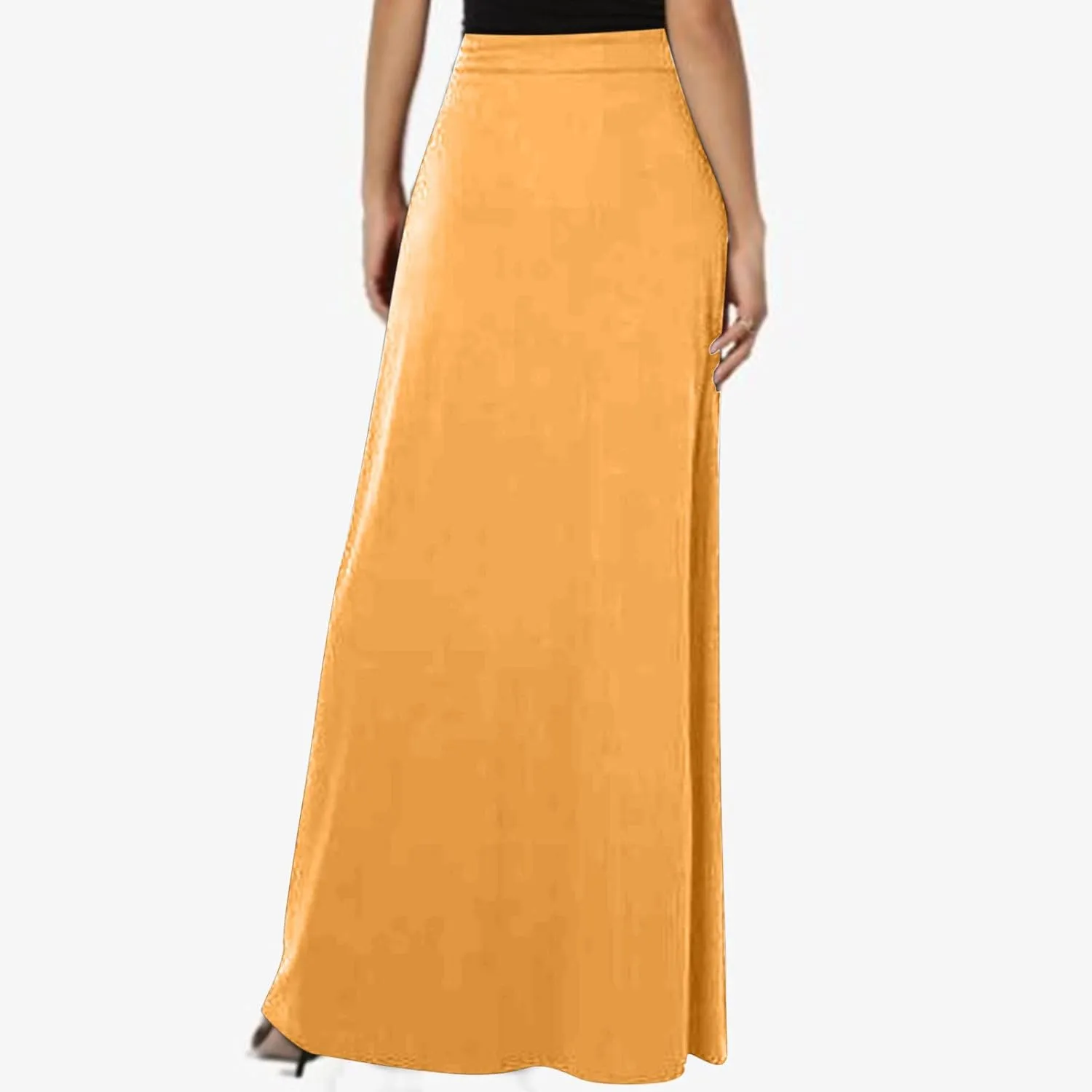 Women's Drawstring High Waist Maxi Skirts with Pockets Dressy Solid A Line Long Skirts Casual Slim Fit Pencil Skirt