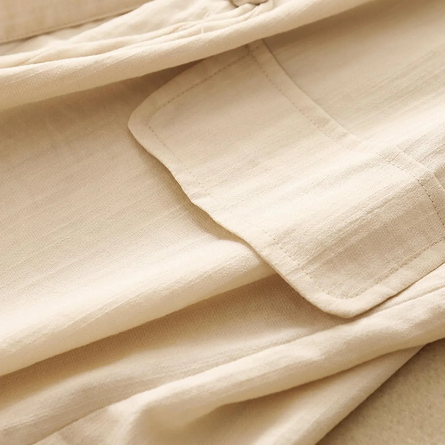 Women's Fall Casual Cotton Linen Blazers Lapel 3/4 Sleeve Open Front Lightweight Solid Color Jackets Coat with Pockets