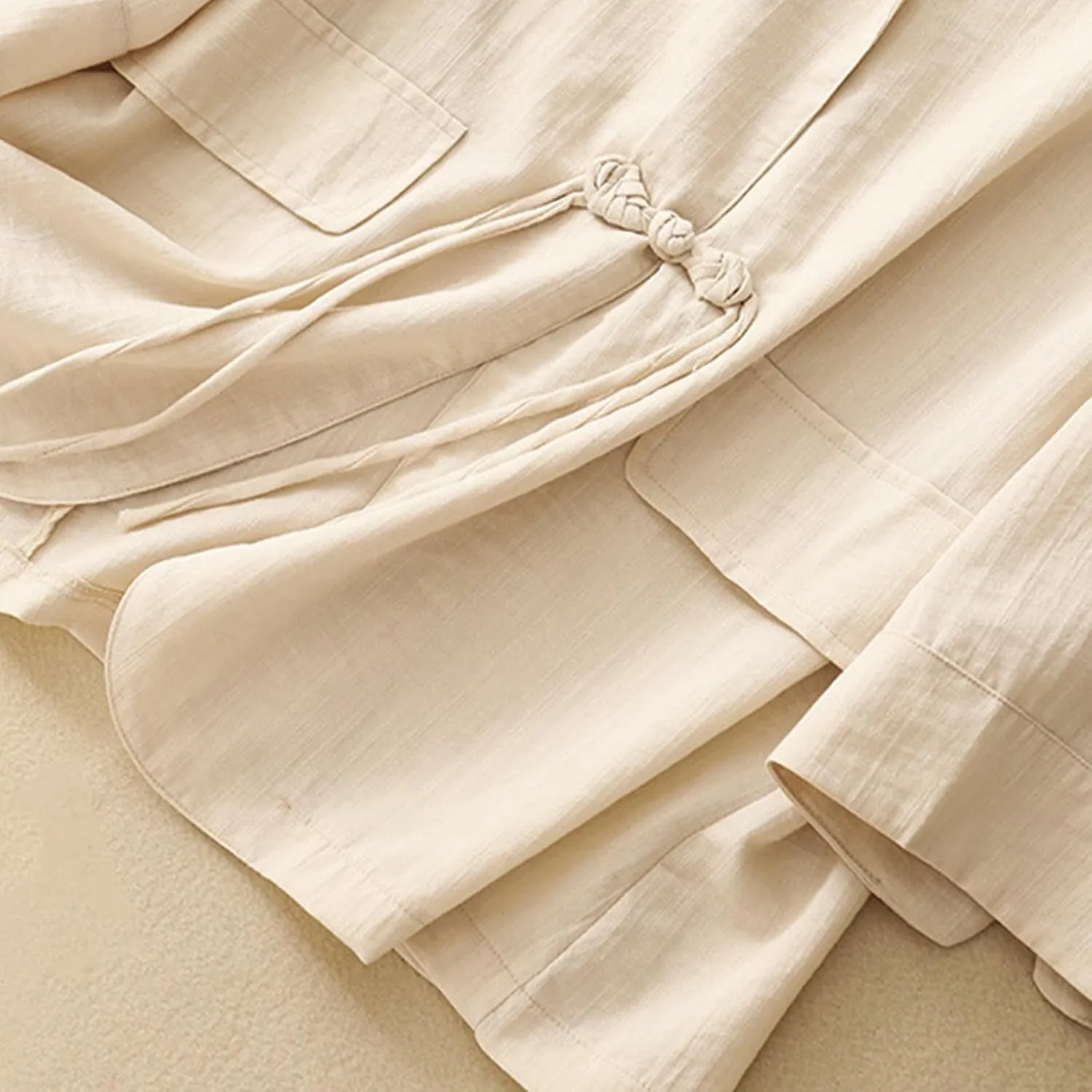 Women's Fall Casual Cotton Linen Blazers Lapel 3/4 Sleeve Open Front Lightweight Solid Color Jackets Coat with Pockets